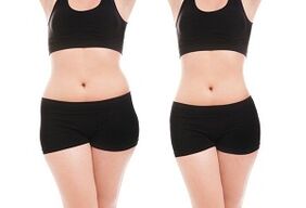 antes e despois do adestramento para perder peso dos lados e do abdome